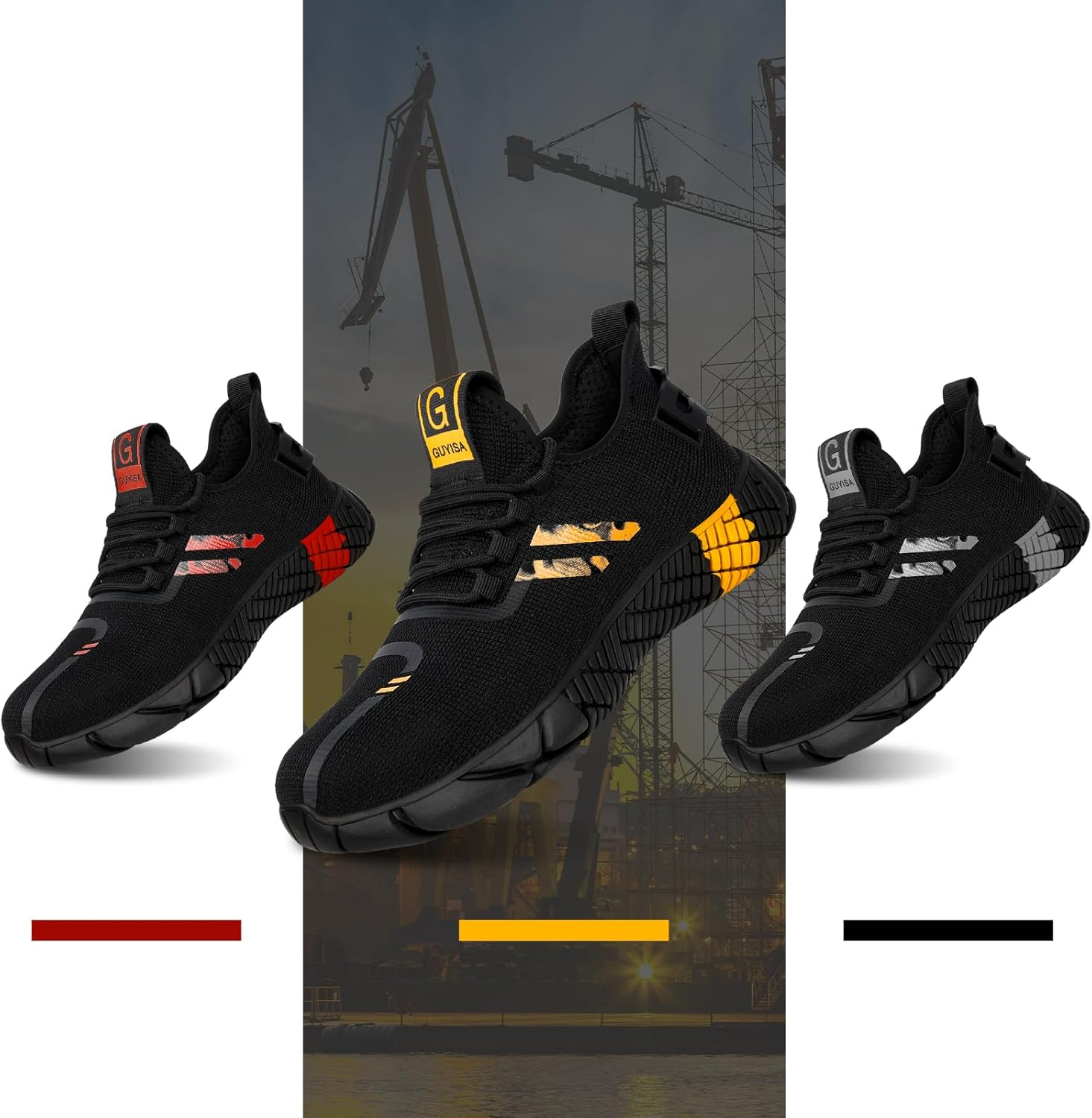 KGJIANDA Steel Toe Shoes for Men Breathable and Lightweight Safety Shoes Indestructible Construction Shoes image number 6