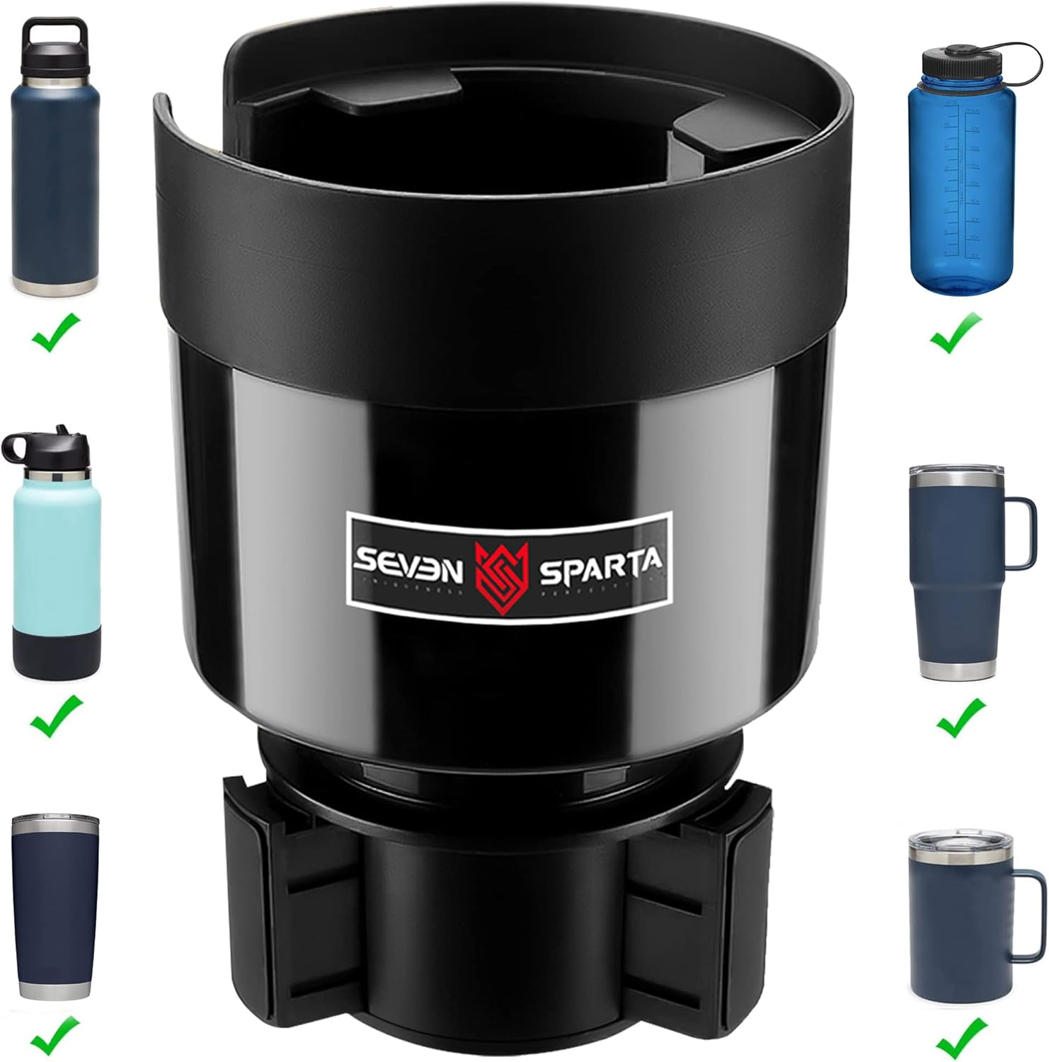 Seven Sparta Car Cup Holder Expander Organizer with Adjustable Base Black2