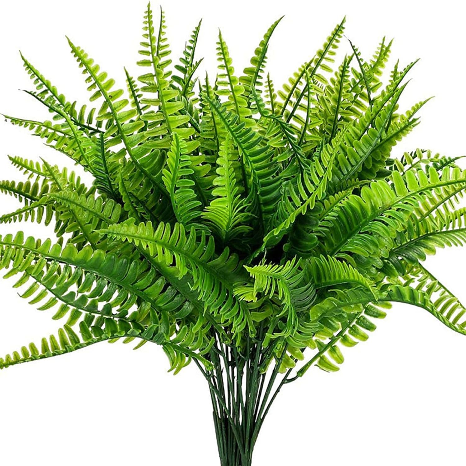 Kyeeadiy Artificial Plants, 12 Bunches Fake Fern Outdoors Bushes Faux Plants Shrubs Greenery UV Resistant Outdoor Plants Artificial for Porch Greenery Decor (Brown)