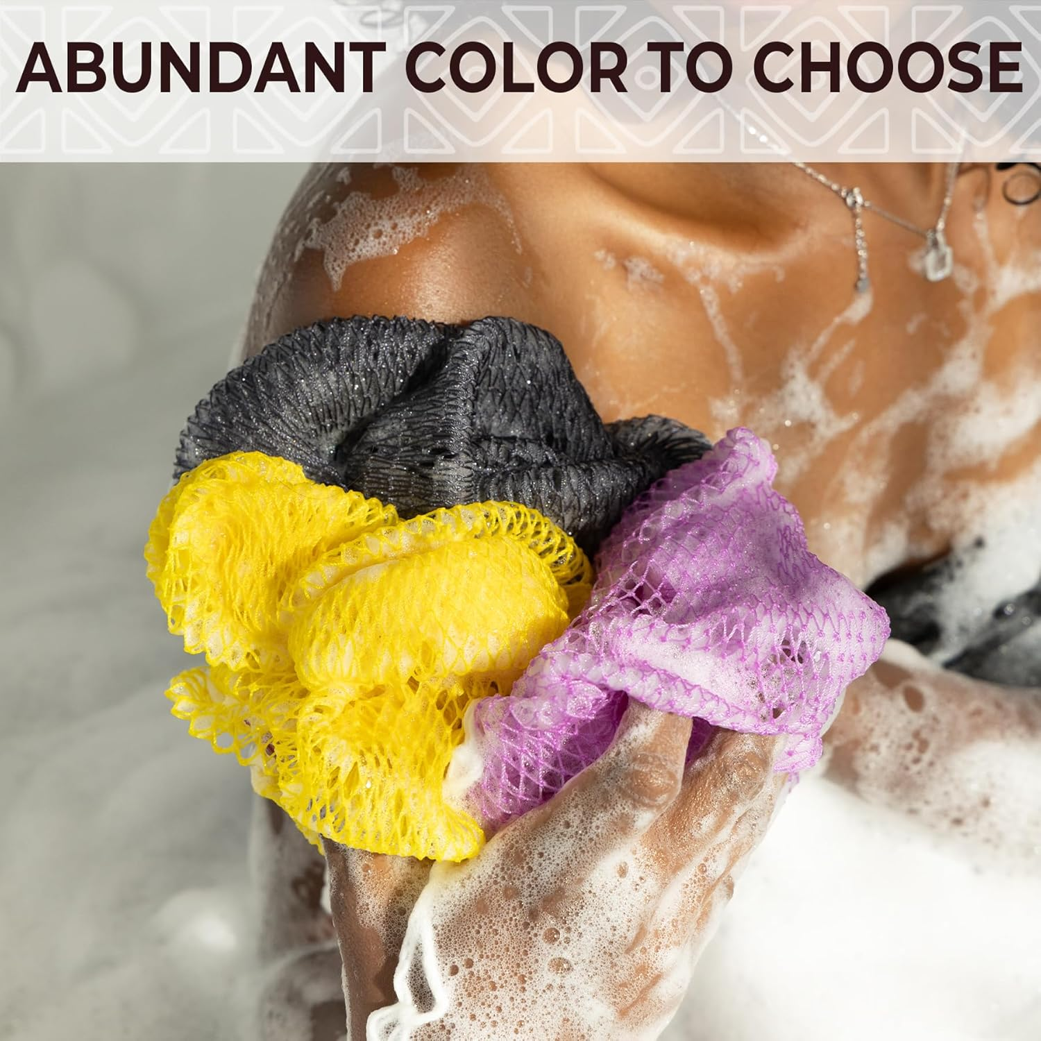 African Exfoliating Net Sponge Authentic - Real African Bath Sponge with Knots and Ropes - Back Scrubber Exfoliator Washer Cloth with Travel Bag - Body Shower Skin Care Essentials for Daily Use image number 3