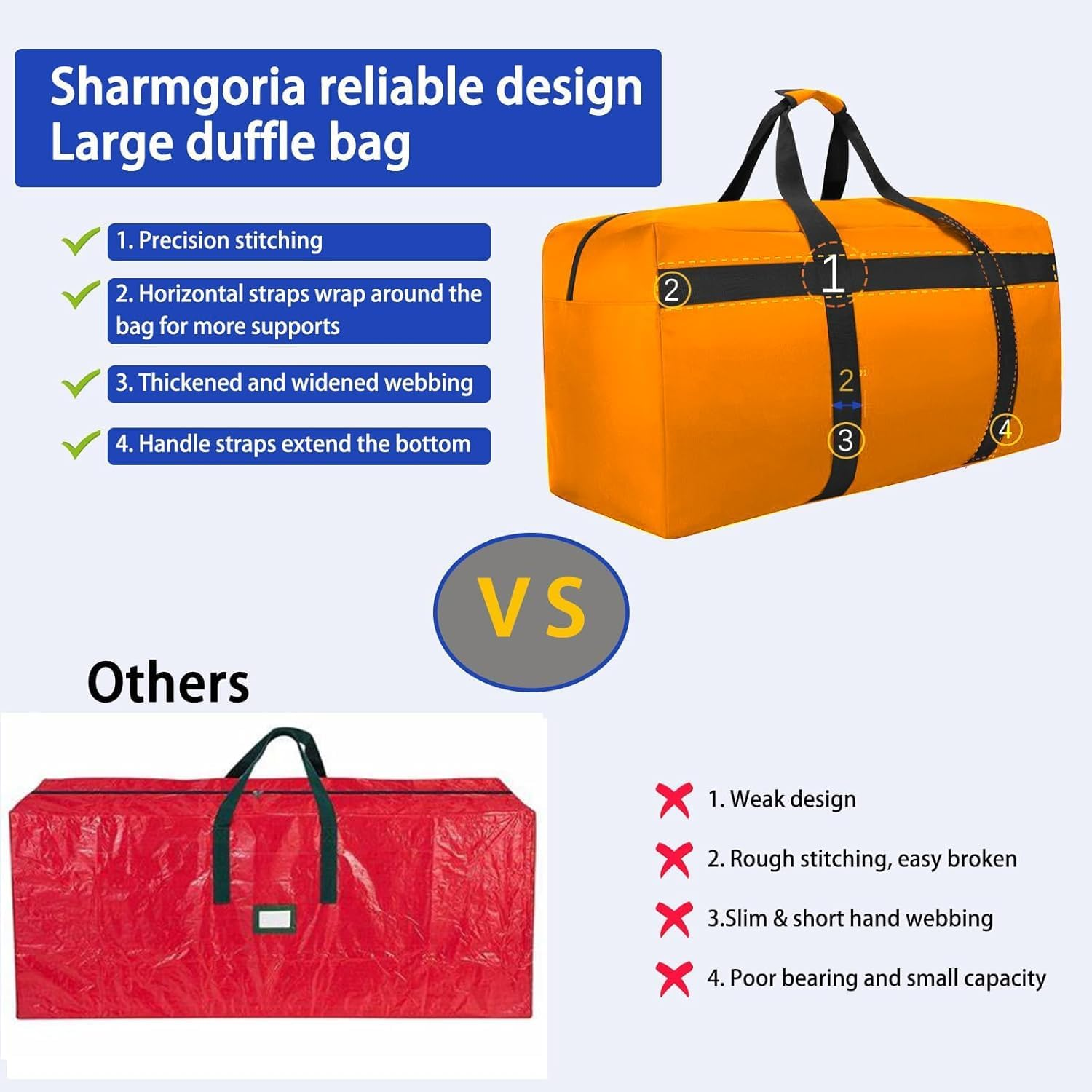 Large Travel Duffle Bag, Orange, 150L, Simple image number 4