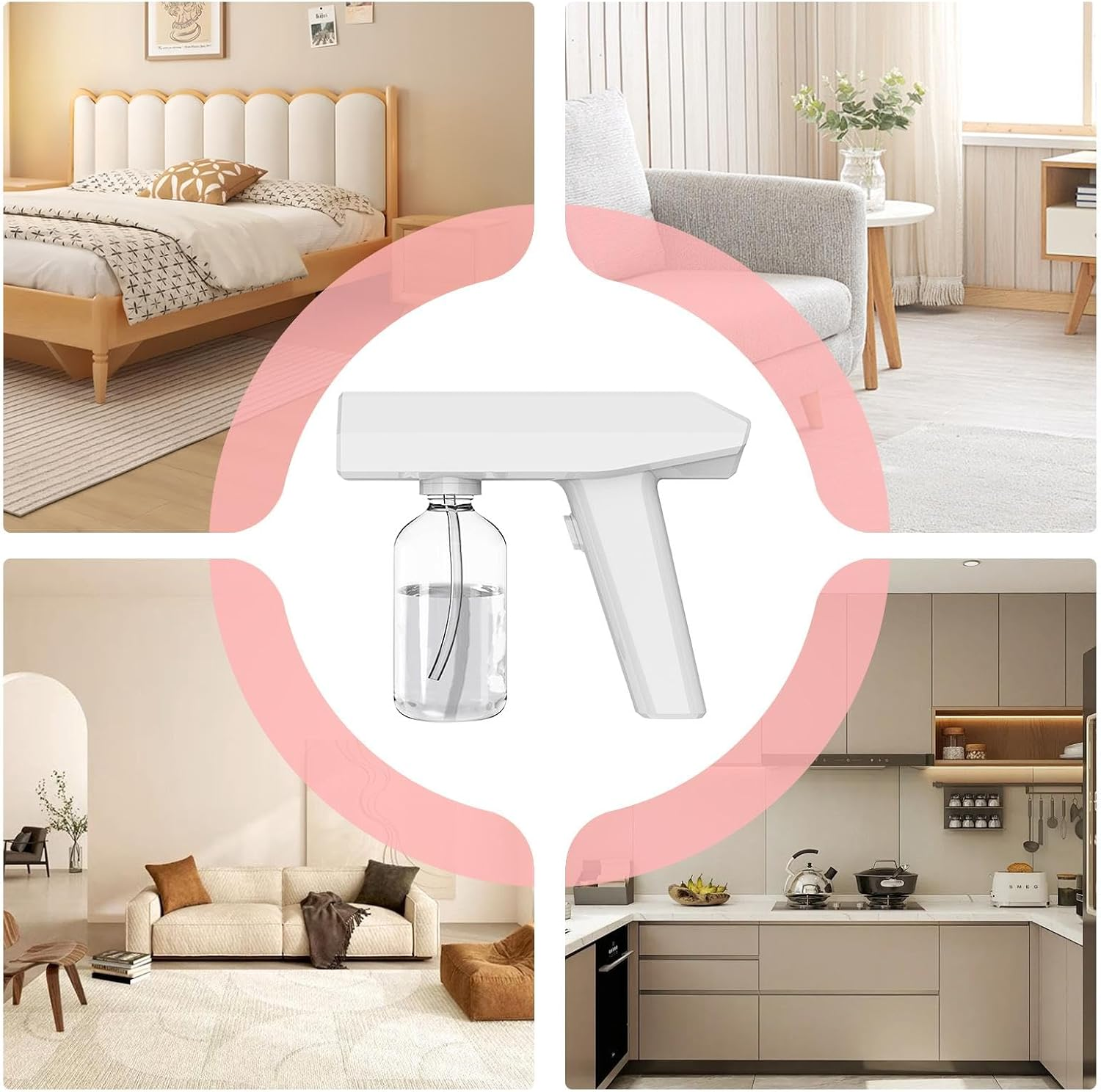 Electric Atomizer Spray Bottle, Home Atomizer | 250Ml Cordless Mist Atomizer Spray Bottle | Home and Car Clean up Dust Removal Sprayer with Blue Light for Clothing, Carpet image number 5