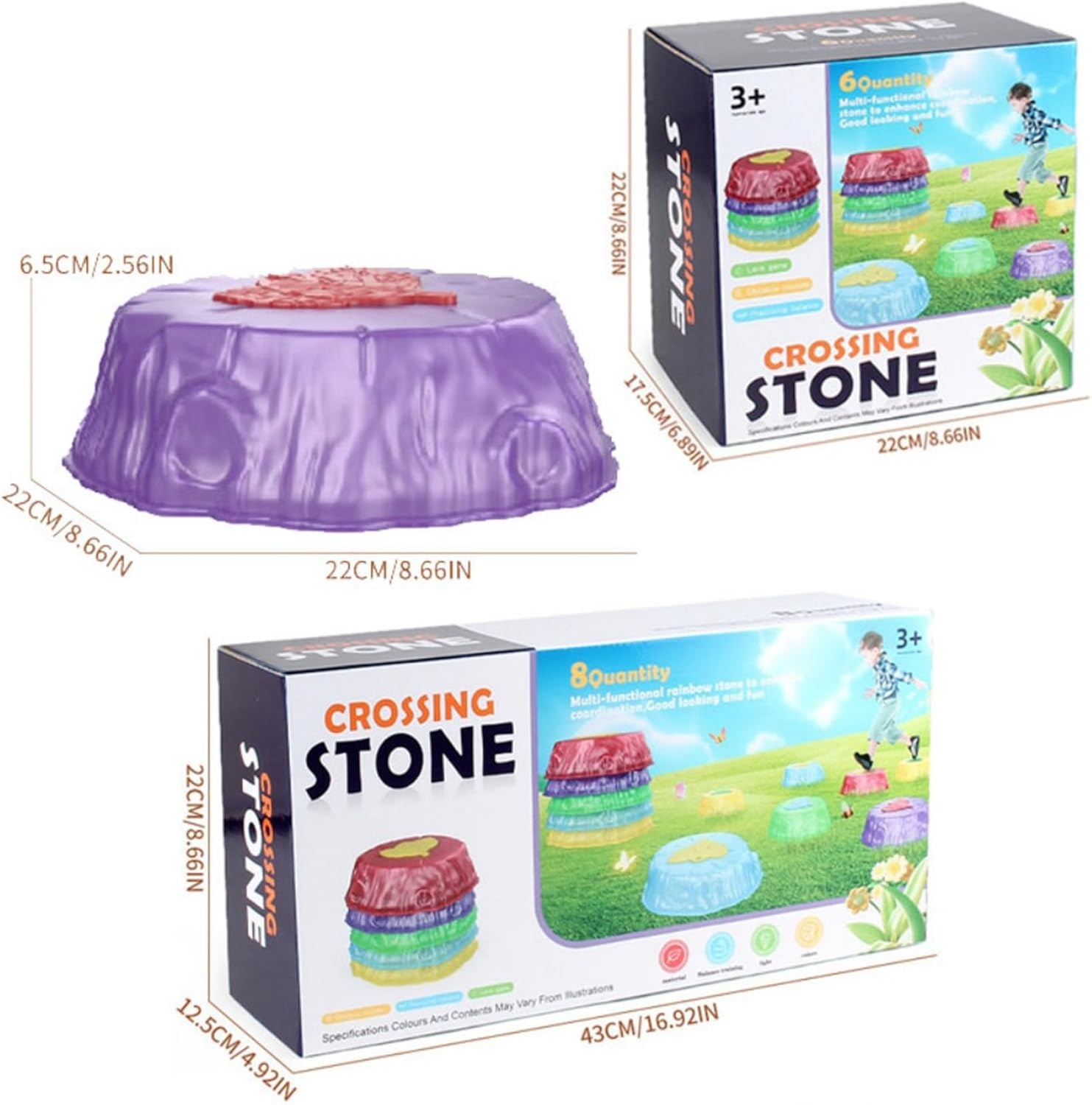 Light up Stepping Stones for Kids, Light up Musical Stepping Stones, Light up Stepping Stones for Toddlers, Light up Musical Stepping Stones for Kids, Non-Slip Balance Stepping Stones Kids (6Pcs) image number 3