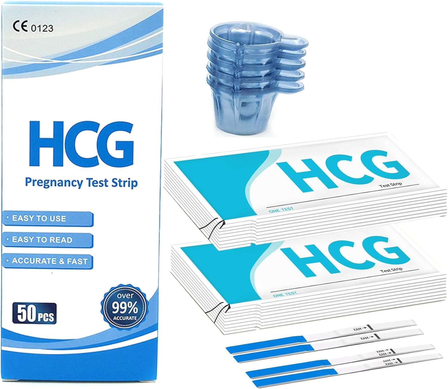 Pregnancy Test Strips, 50 Pack Individually Wrapped HCG Pregnancy Strips with 50 Urine Cups, Early Home Detection Pregnancy Test Kit for Women Trying to Get Pregnant Naturally - over 99% Accurate image number 6