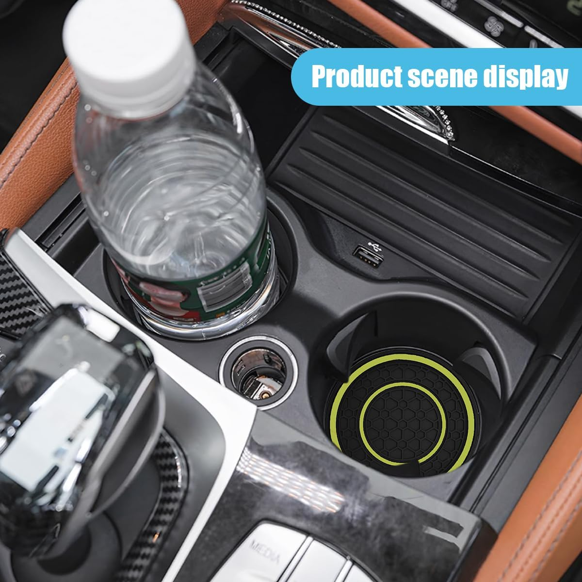 2PCS Car Cup Holder Coasters, 2.75 Inch Auto Non-Slip anti Dust Cup Mats, Console Cup Holder Insert Coaster Auto Insulated Mats, Universal Interior Accessories for Most Cars (Yellow) image number 6