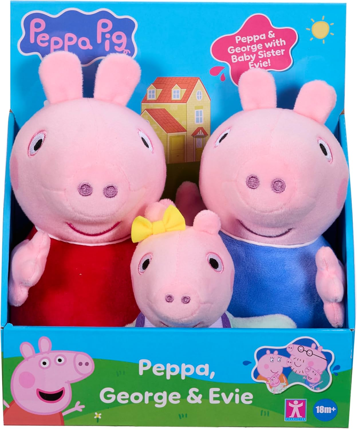 Peppa Pig Plush Toy Set, Soft Polyester Siblings Pack with Peppa, George & Baby Evie, 18Cm X 11Cm X 22Cm, Ages 18+ Months, 0.26Kg image number 5