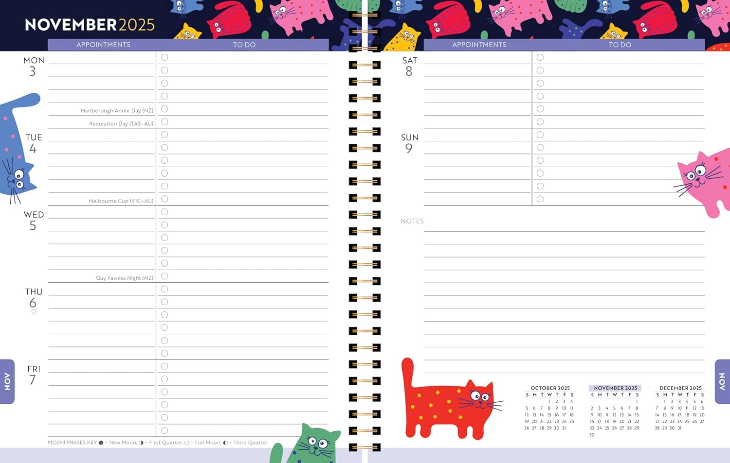 Colourful Cats | 2026 Diary Calendar | Browntrout | Notes Inspiration