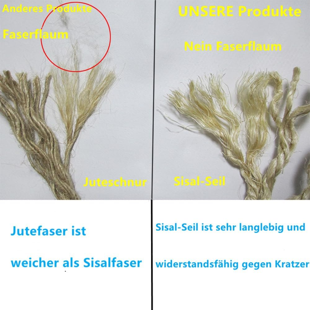 Parain Sisal Rope for Cat Scratcher/Tree Replacement Cat Scratching Post,6Mm 10M/33Ft Natural Scratching Rope image number 6