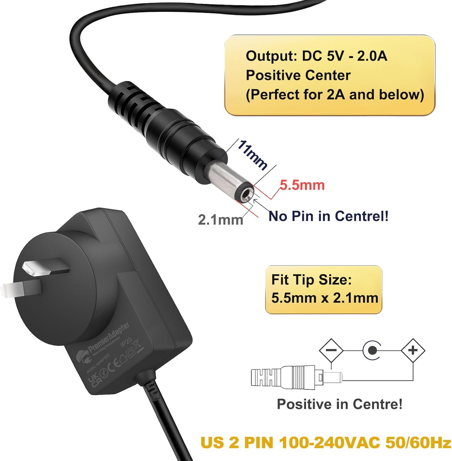 Premieradater Replacement Power Supply for 5V Revitive CX Circulation Booster [5A09] image number 5