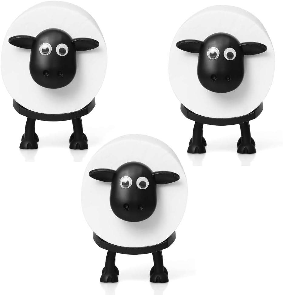 Decorative Sheep Toilet Roll Holder, Set of 3, Black and White image number 6