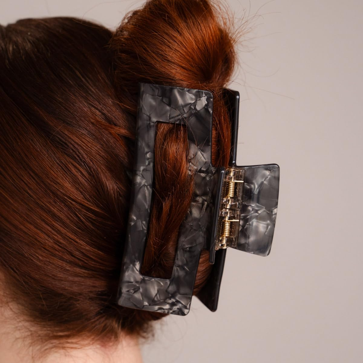 CLAIDE Theresa XL Hair Clip (12.5 Cm) - Innovative Double Spring Technology, Extra Strong Hold for Thick & Long Hair - Handmade from Organic Acetate - Comfortable & Gentle on the Head (Black) image number 4