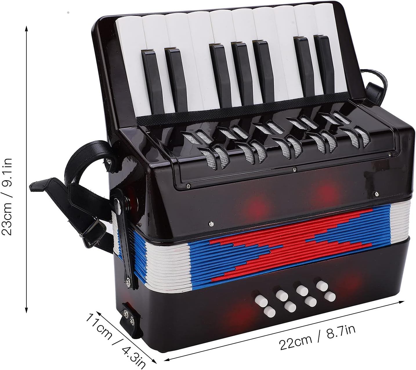 Accordion 17 Keys 8 Bass, Lightweight Kid Instrument for Early Childhood Development, Environmentally Friendly, Easy to Play, ABS Plastic with Straps, Suitable for Beginners image number 2