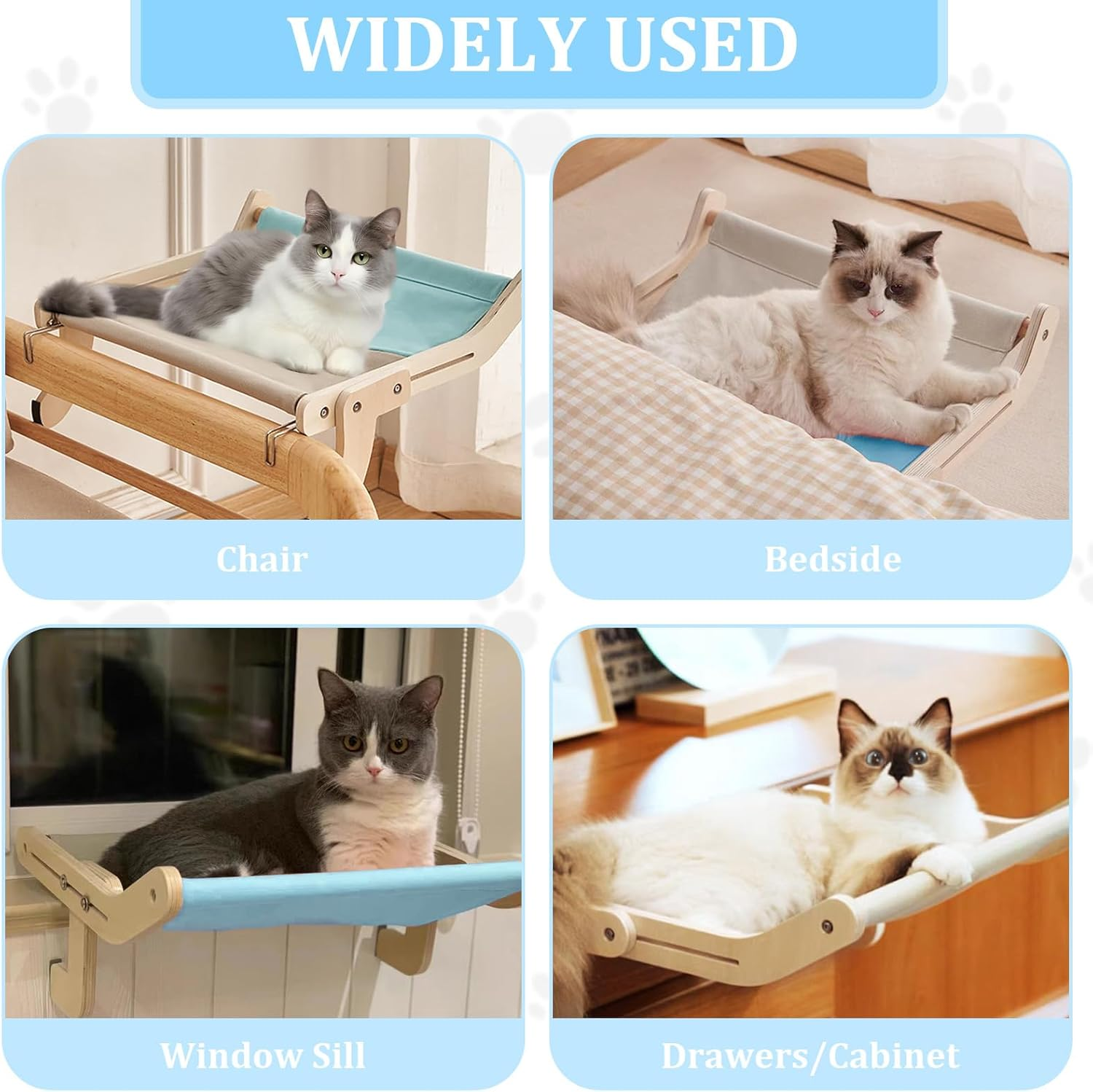 Cat Hammock Window, Cat Hammock, Adjustable Cat Hammock, Cat Window, Leisure Cat Climbing Frame, Hanging Cat Bed, Grey Blue (44.5 X 36 X 16 Cm) image number 4