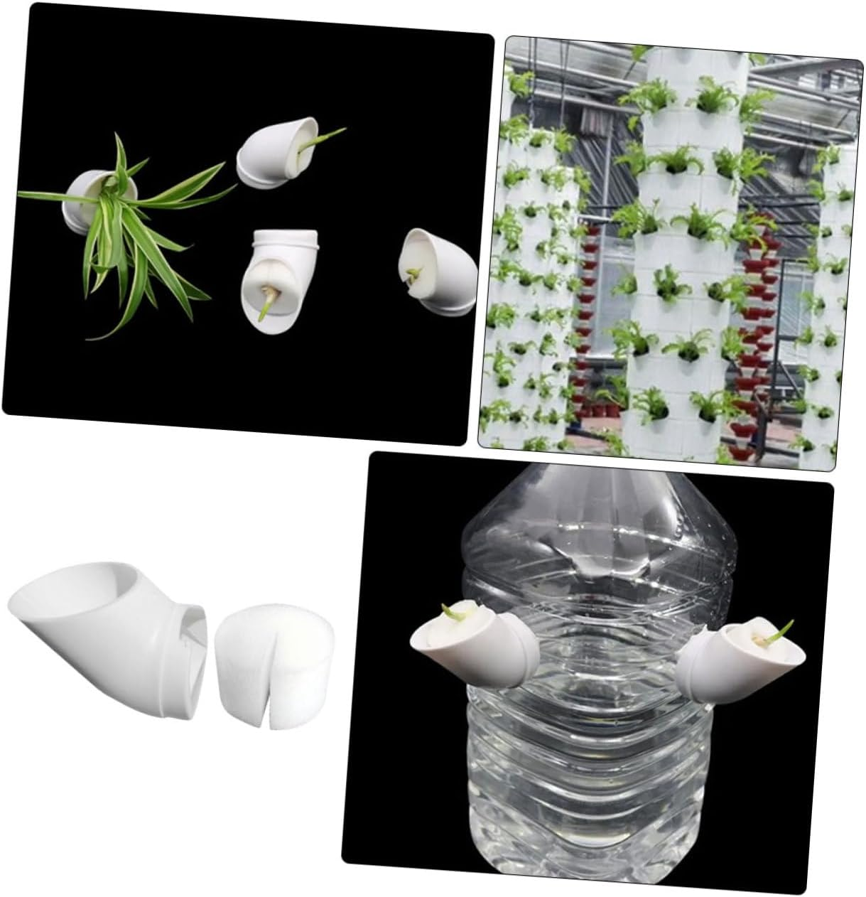 Yardwe Hydroponic Column Nursery Plant Cups Cups and Planting Sponge for Indoor Garden Hydroponics Tower for Balcony Vegetable Growing Reusable Mesh Planter for Soilless Cultivation image number 5