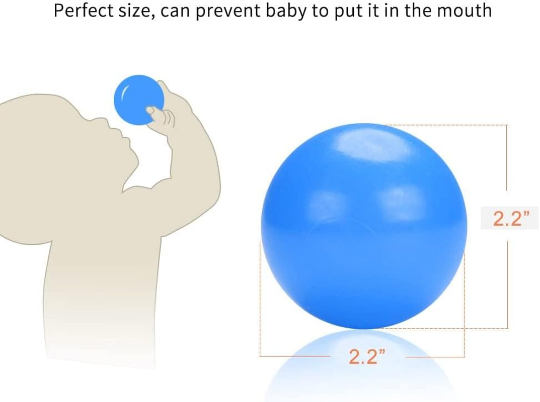 Playmaty Colorful Ball Pit Balls -2.16Inches Phthalate Free BPA Free Plastic Ocean Balls for Kids Swim Pit Fun Toys 100 Pieces for Toddlers and Baby Playhouse Play Tent Playpen Pool