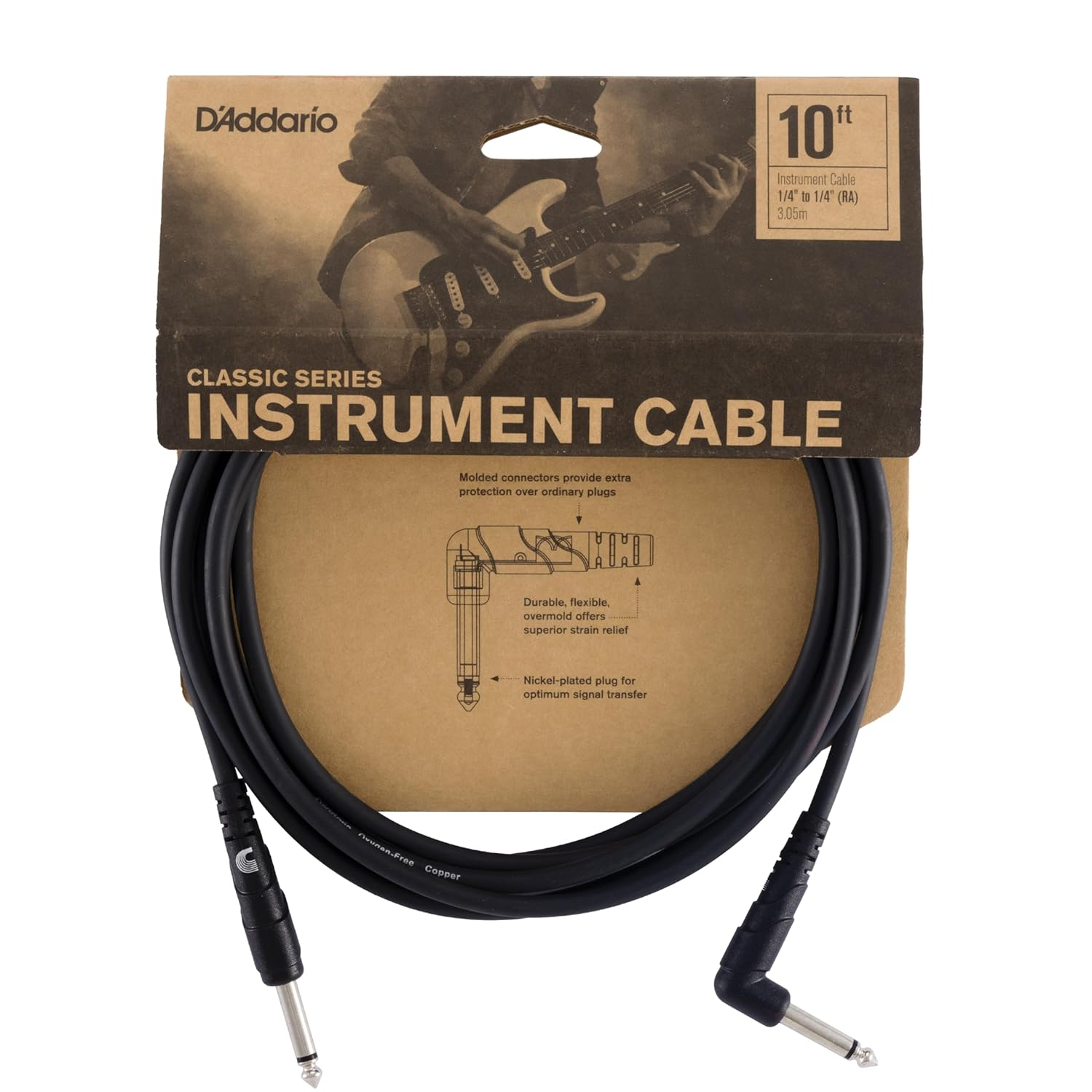 Planet Waves Classic Series Instrument Cable, Right Angle Plug, 10 Feet image number 3