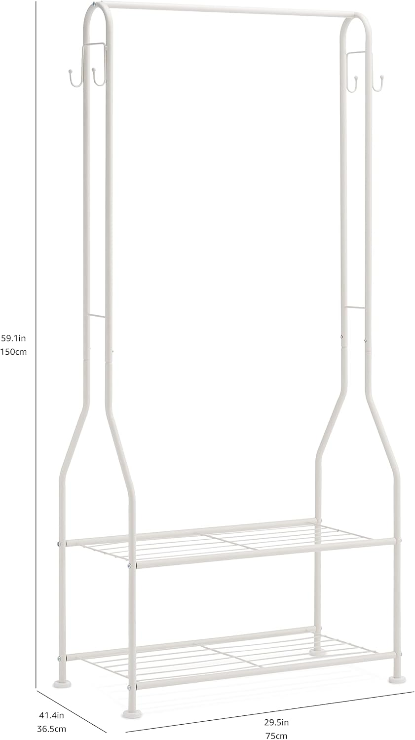 Amazon Basics Wardrobe with Two Bottom Shelves, White, 67.9 X 35.5 X 149.8 Cm