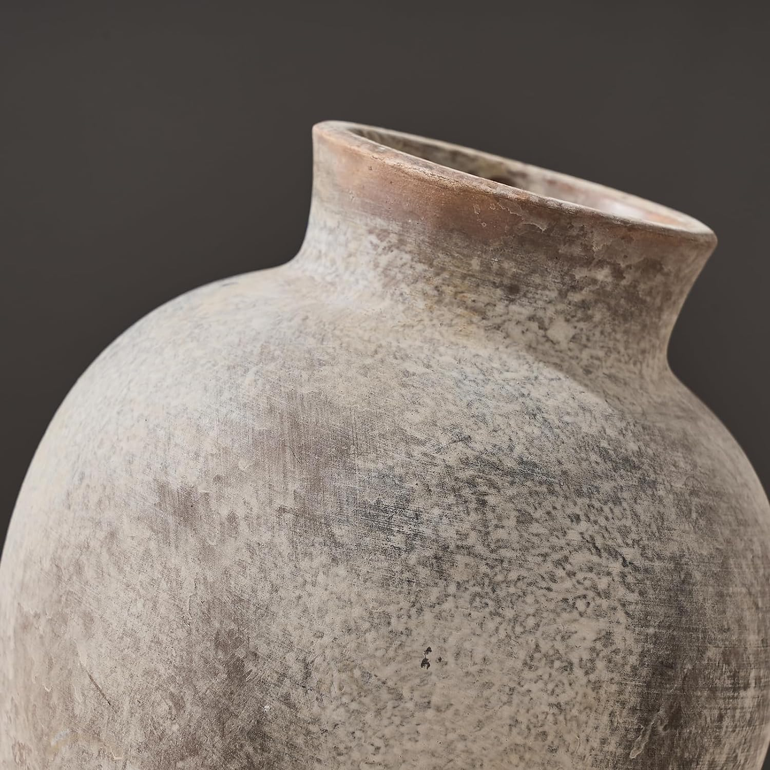 SIDUCAL Ceramic Decorative Flower Vase | 6 Inch Pottery Rustic Farmhouse Vase | Boho Vase for Home Decor | Whitewashed Terracotta Vase for Table, Living Room, Bathroom, Shelf, Mantel Decoration - 443-Bronze image number 3