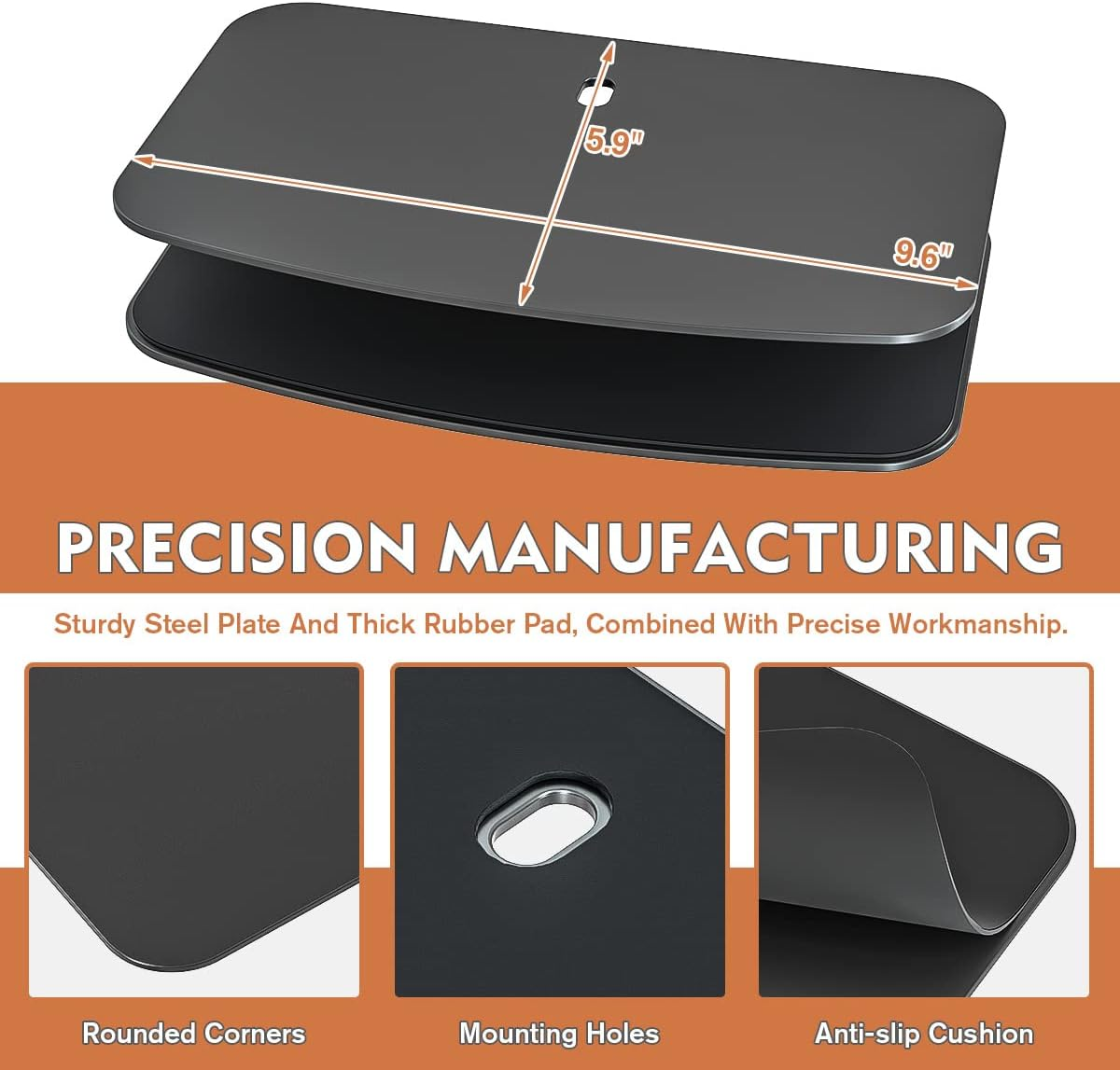 Hemudu Monitor Mount Reinforcement Plate for Thin, Glass and Other Fragile Tabletop, Universal Steel Bracket Plate Fits Most Monitor Stand C Clamp Installation HD05B-001 image number 2