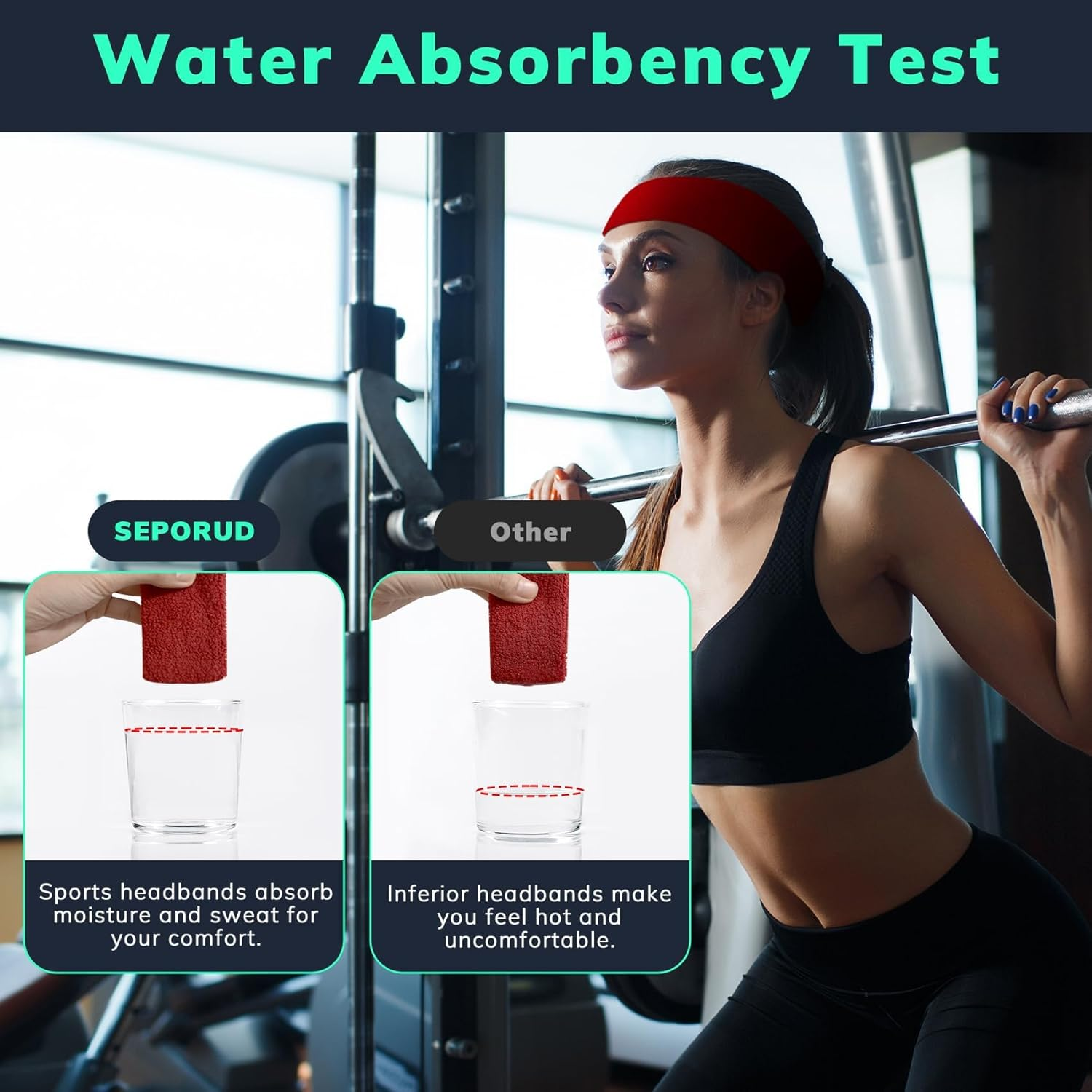 Sweatbands Sports Headband for Men & Women - Terry Cloth Moisture-Wicking Sports Towel Headband for Tennis, Basketball, Running, Gym, and Fitness Working Out image number 5