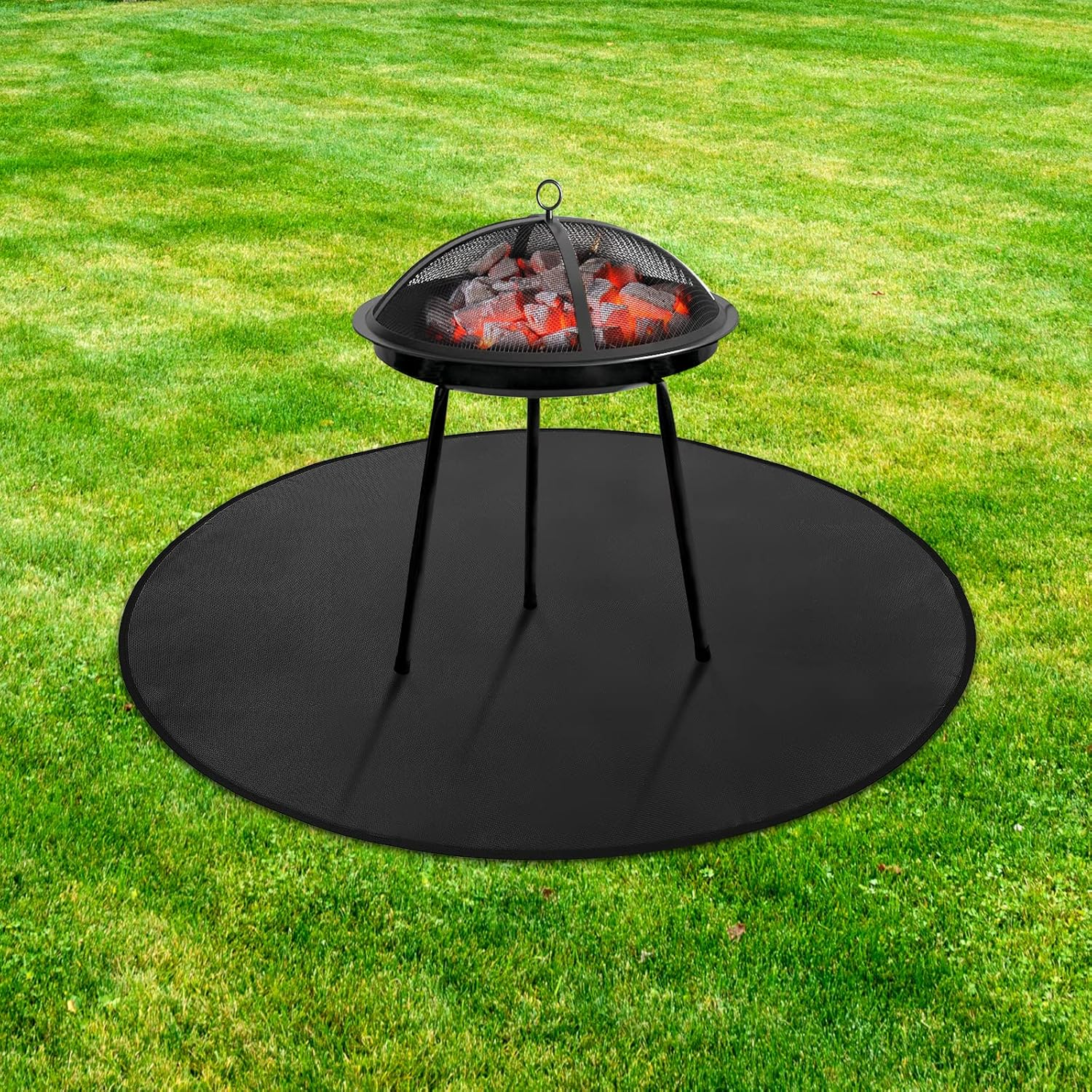 Fire Pit Mat 48 Inch Round, Grill Mats for Outdoor Grill Deck Protector High Temperature Resistance Protects Deck Garden Grass Fireproof Mat BBQ Mat Grill Floor Mat Patio Mat image number 2