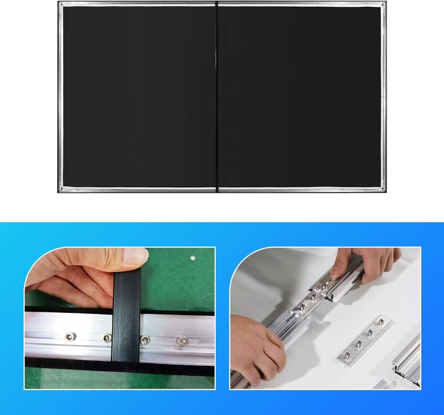 16:9 Fixed Projector Projection Screen, 120 Inch, Cinewhite 3D, PVC, Black & White image number 2