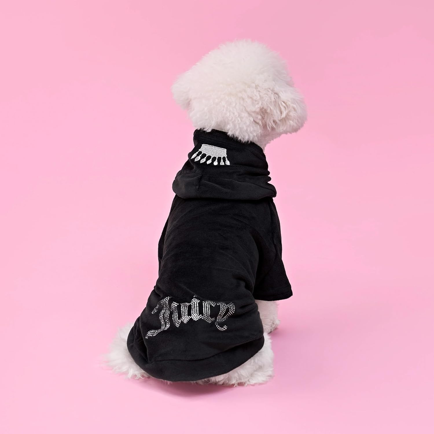 Juicy Couture Hooded Pet Juicy Bling Velour Tracksuit Chest 16 Inches for Small Dogs and Cats - Pink - XS/S