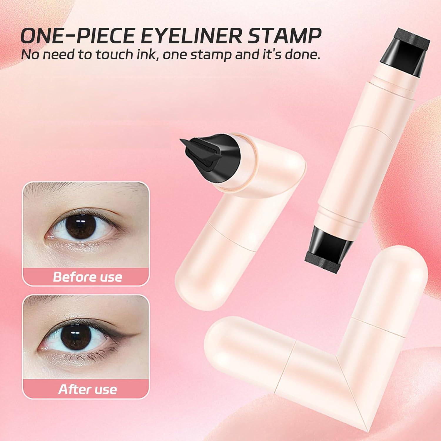 2Pcs Winged Eyeliner Stamp Pen - Symmetrical Winged Liner Stamp with Smudge-Proof Formula, Water-Resistant & Quick-Dry for Beginners, for Beginners Student (Black) image number 6