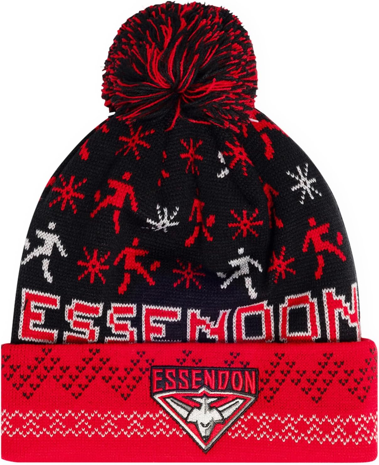 AFL Essendon Bombers Mens Adults Pom Pom Ugly Beanie image number 1