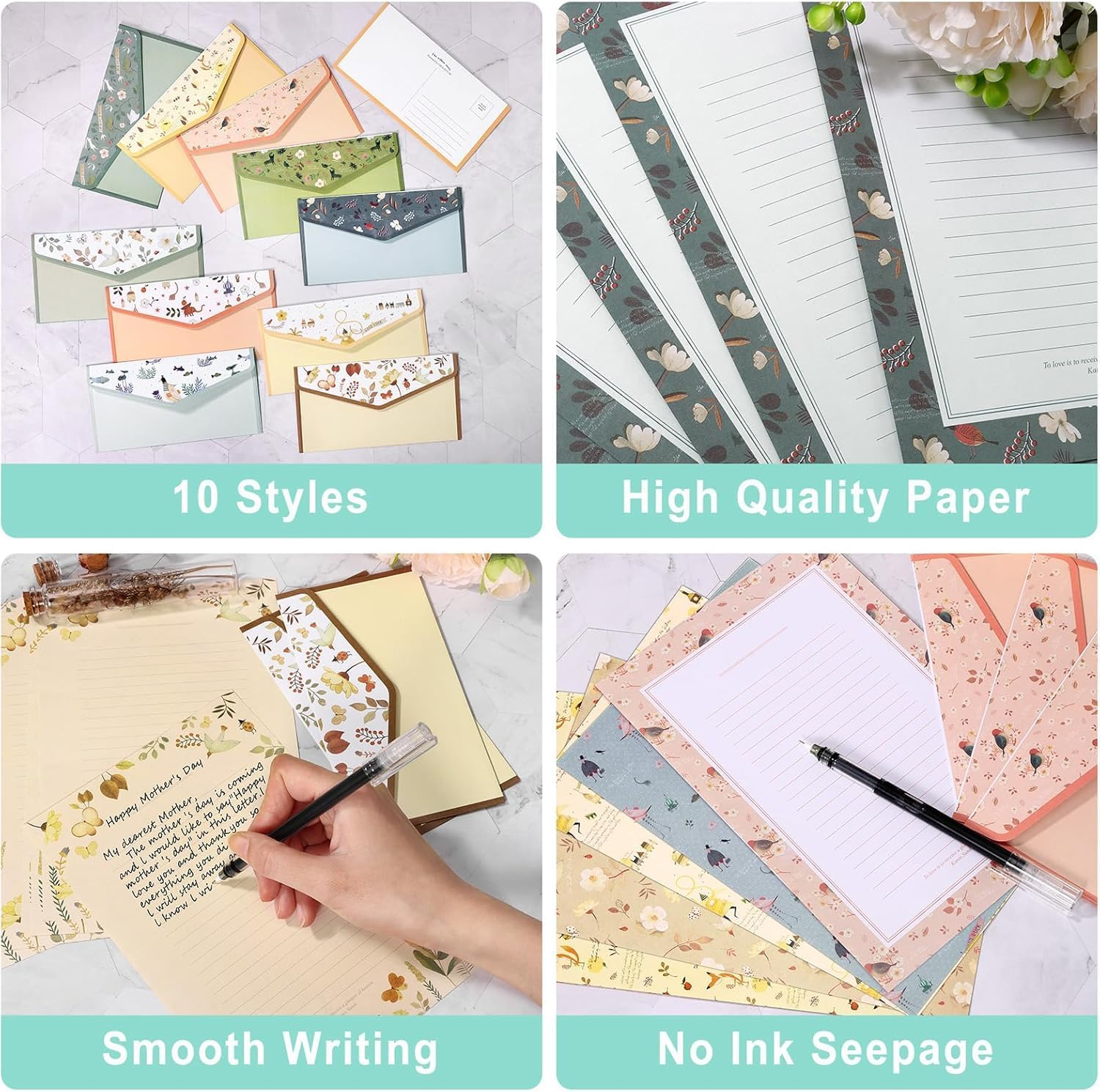 OSYLICT Letter Paper and Envelopes Sets,90Pcs Stationery Kit,Cute Lined Stationery Paper for Writing Letters Invitations Poem Office School,For Thanksgiving Mothers Day