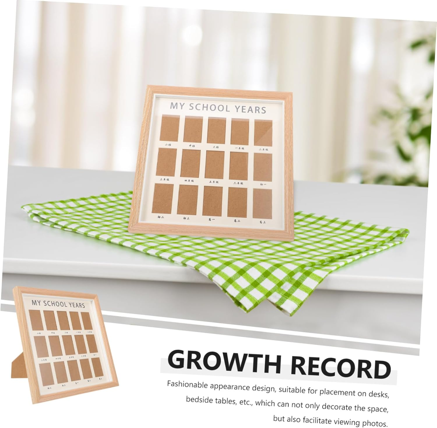 Yardwe Boy Girl'S Growth Photo Album Wood Commemorative Frame School Year Picture Display Tabletop Photo Holder for Milestones Growth Record Album for Boys and Girls