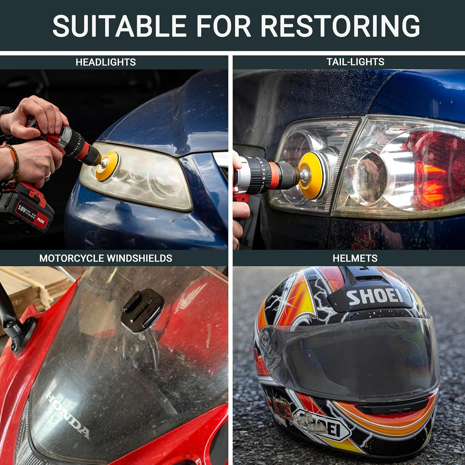 GLASS POLISH DIY Headlights Restoration and Polishing Kit &ndash; Permanent Headlight & Tail-Light Restoration, Restores As-New Condition and Guards against Future Damage