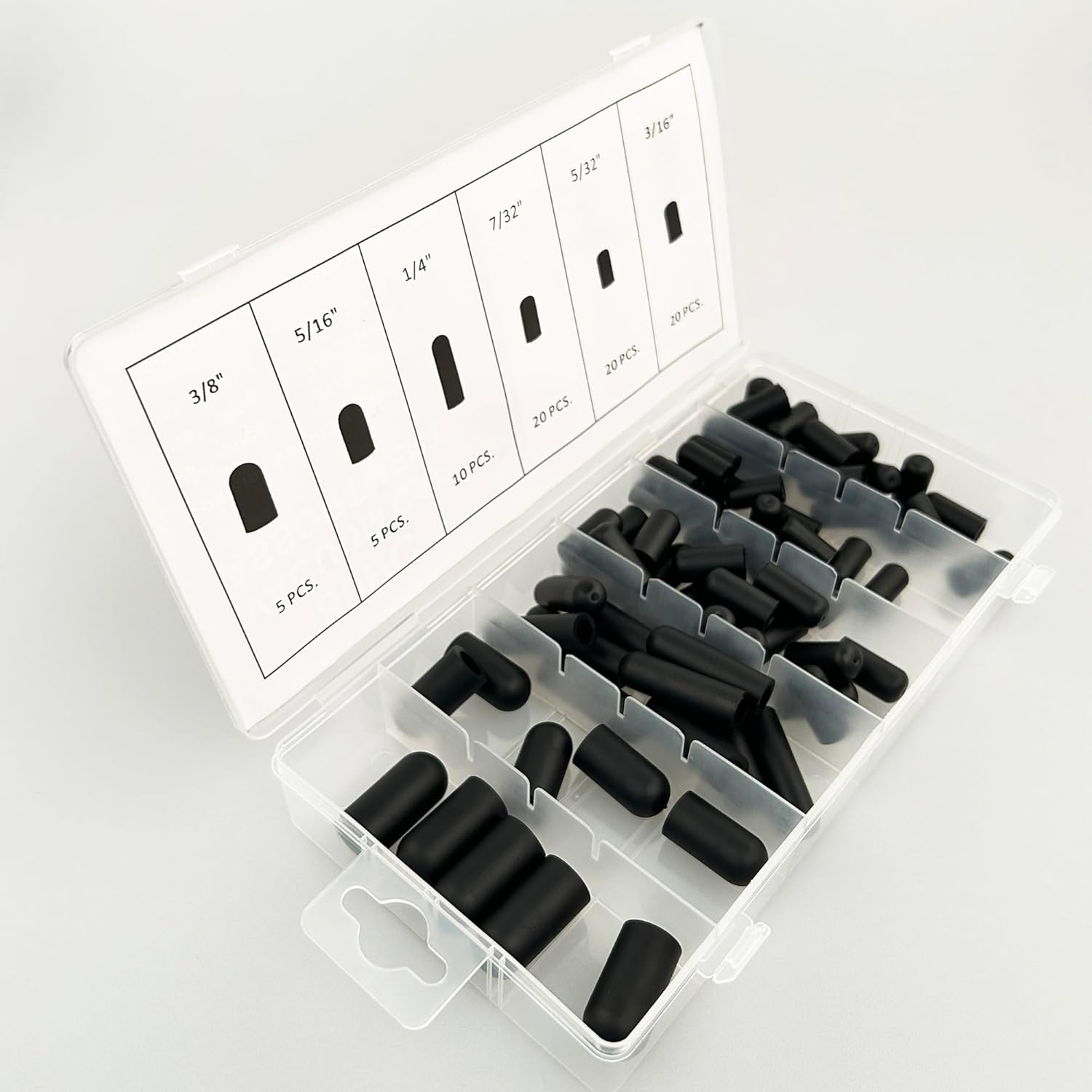 80 Pieces Rubber Vacuum Cap Assortment, 4Mm 5Mm 5.55Mm 6.35Mm 8Mm 9.5Mm Inner Diameter Dropper,Hose Caps Kit for Carburetor Manifold image number 1