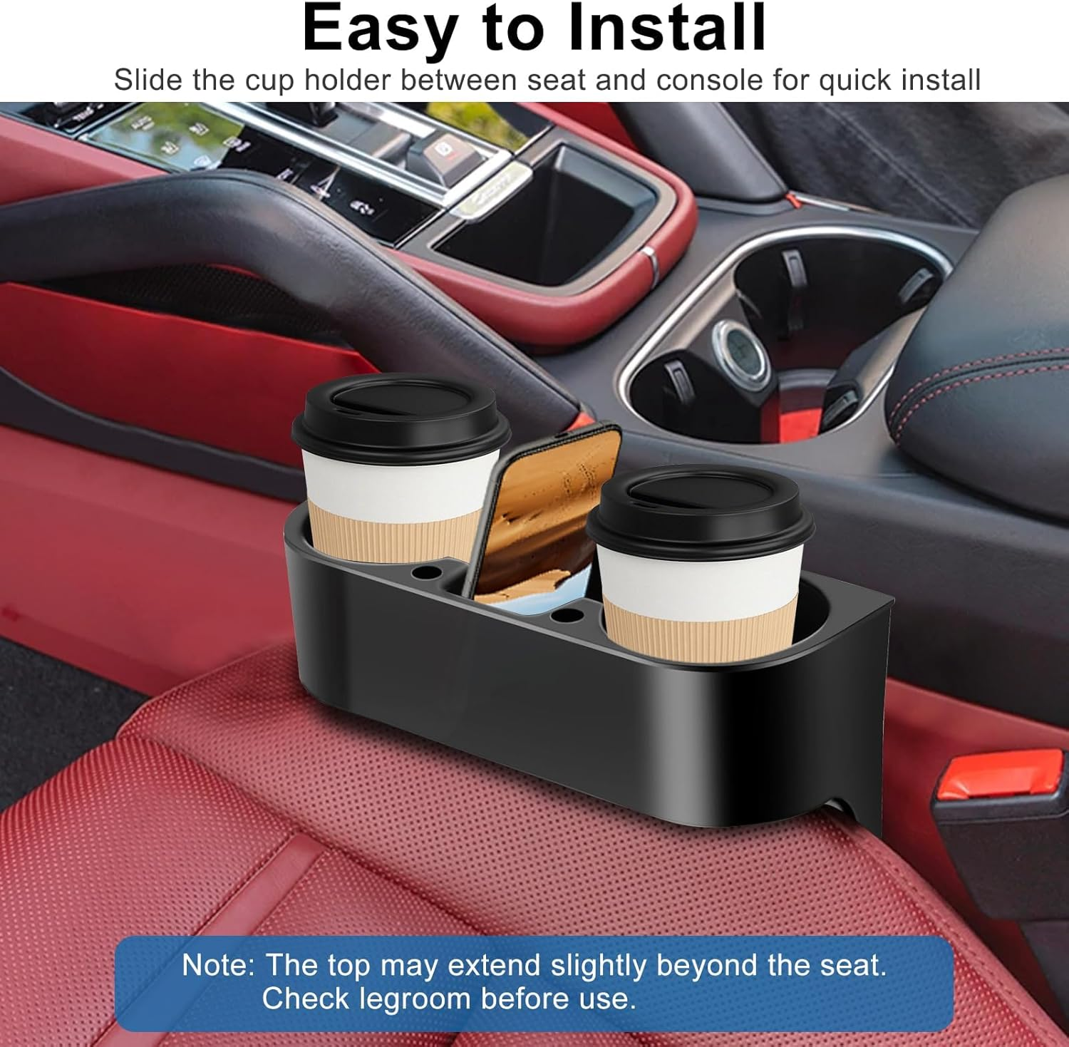 Eeekit Car Seat Seam Wedge Cup Holder, Cell Phone Holder, Food Drink Bottle Mount Stand, Storage Organizer Multifunction Glove Box Car Accessories