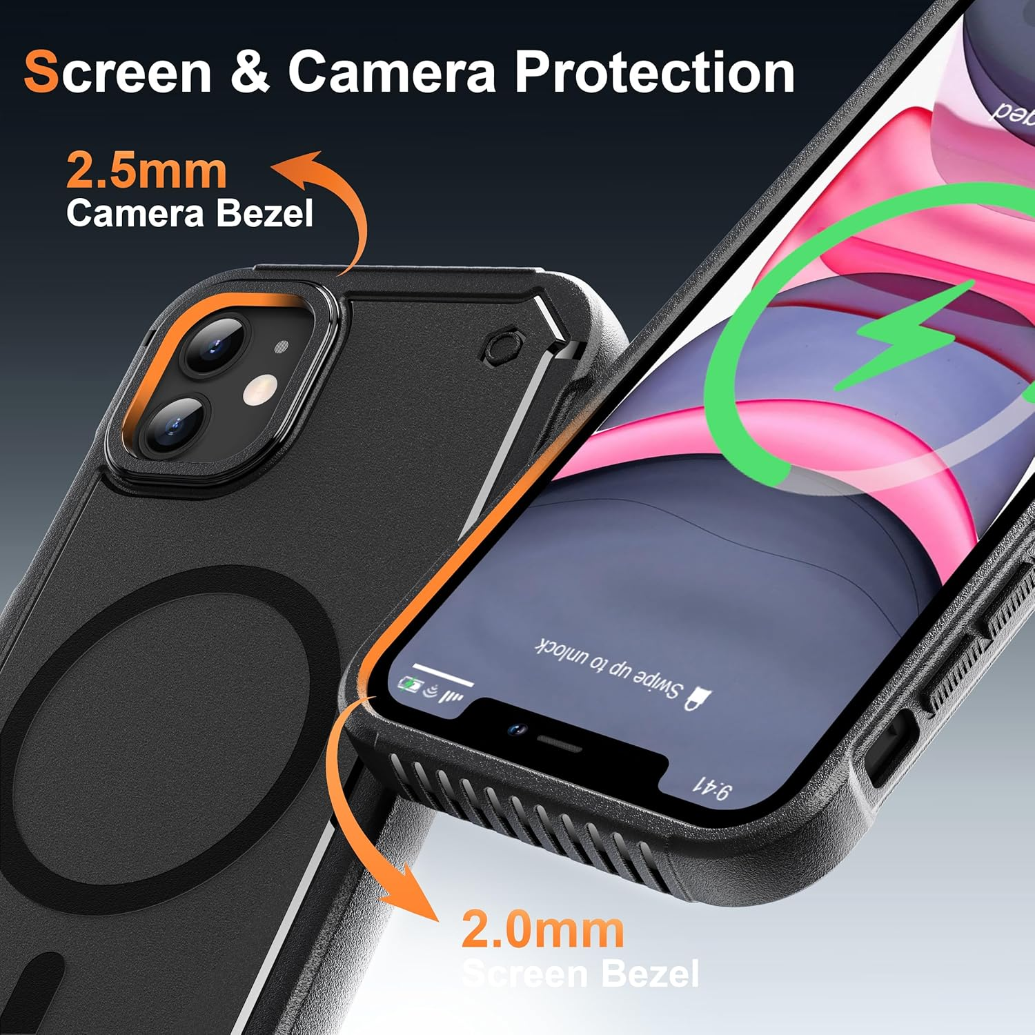 ORETECH Magnetic for Iphone 11 Case, [Compatible with Mag-Safe], Heavy Duty Dual-Layer Rugged Protection Shockproof Anti-Scratch Phone Cover for Iphone 11 -Black image number 5