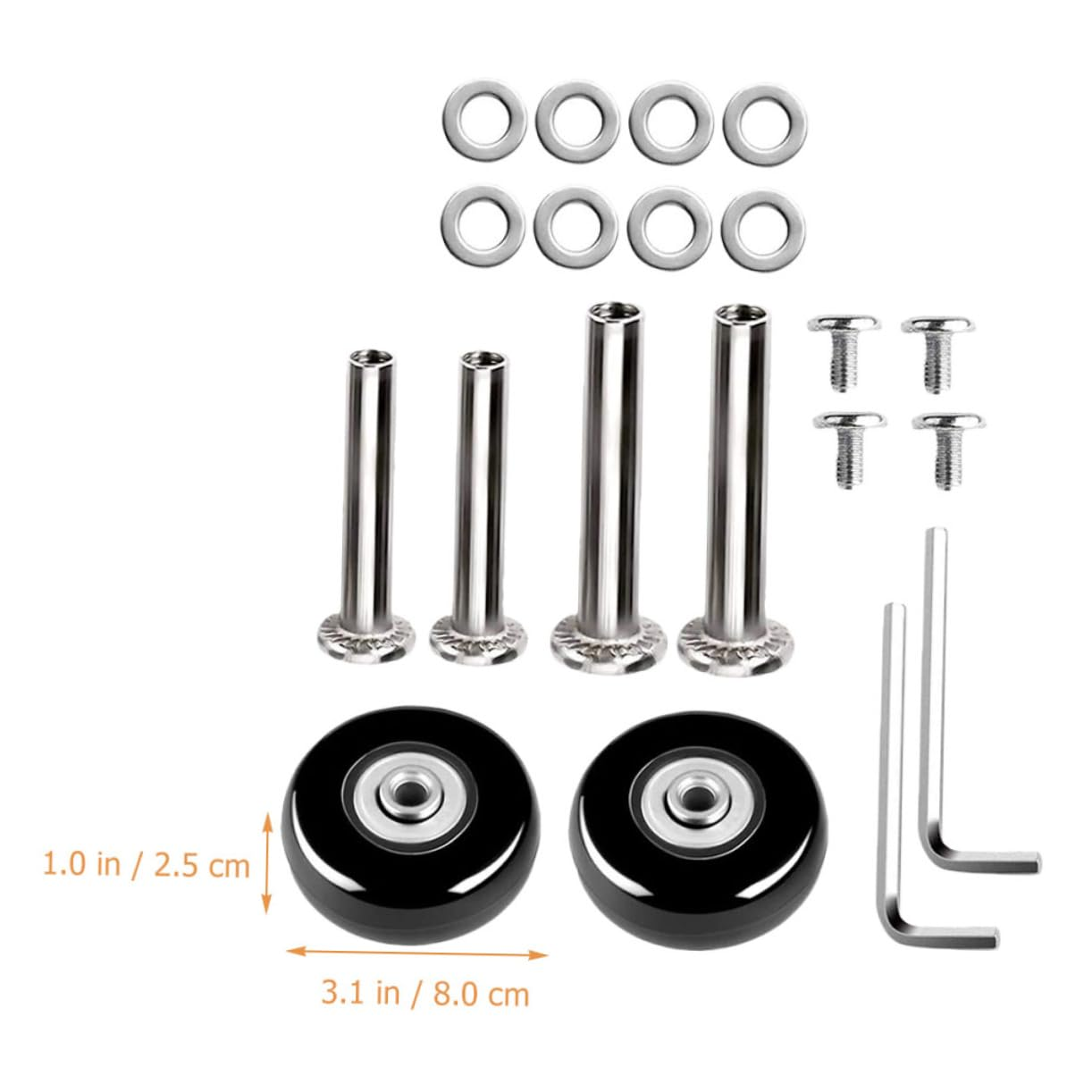 CLISPEED 2Sets Rubber Wheels Luggage Replacement Suitcase Wheels Practical Caster for Travel Luggage Bags Easy Repair Parts image number 5