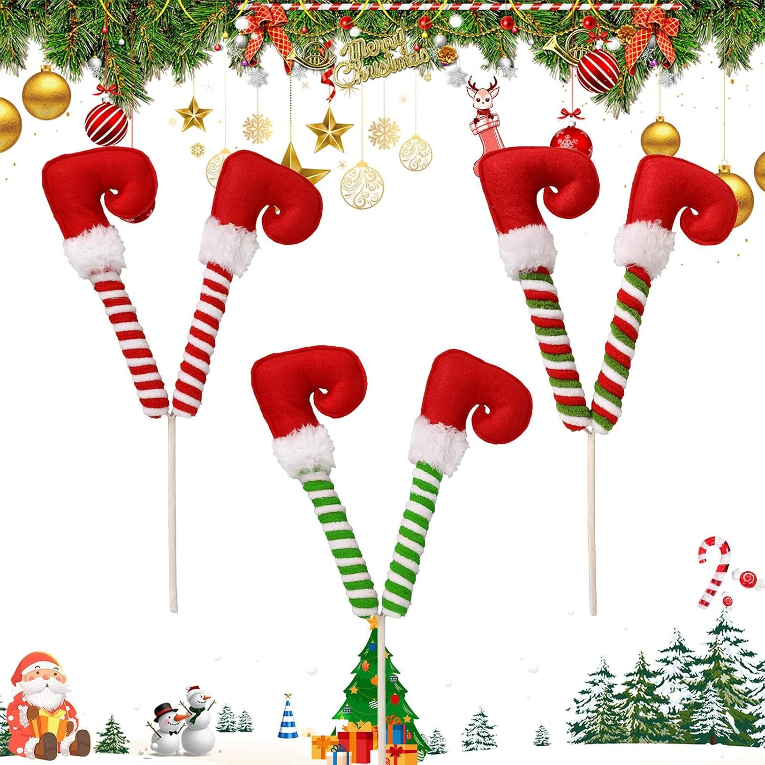 Christmas Elves Legs Tree Ornaments | Stuffed Legs Christmas Ornaments - Christmas Holiday Indoor Outdoor Decor for Hotel, Cafe, Mall image number 3