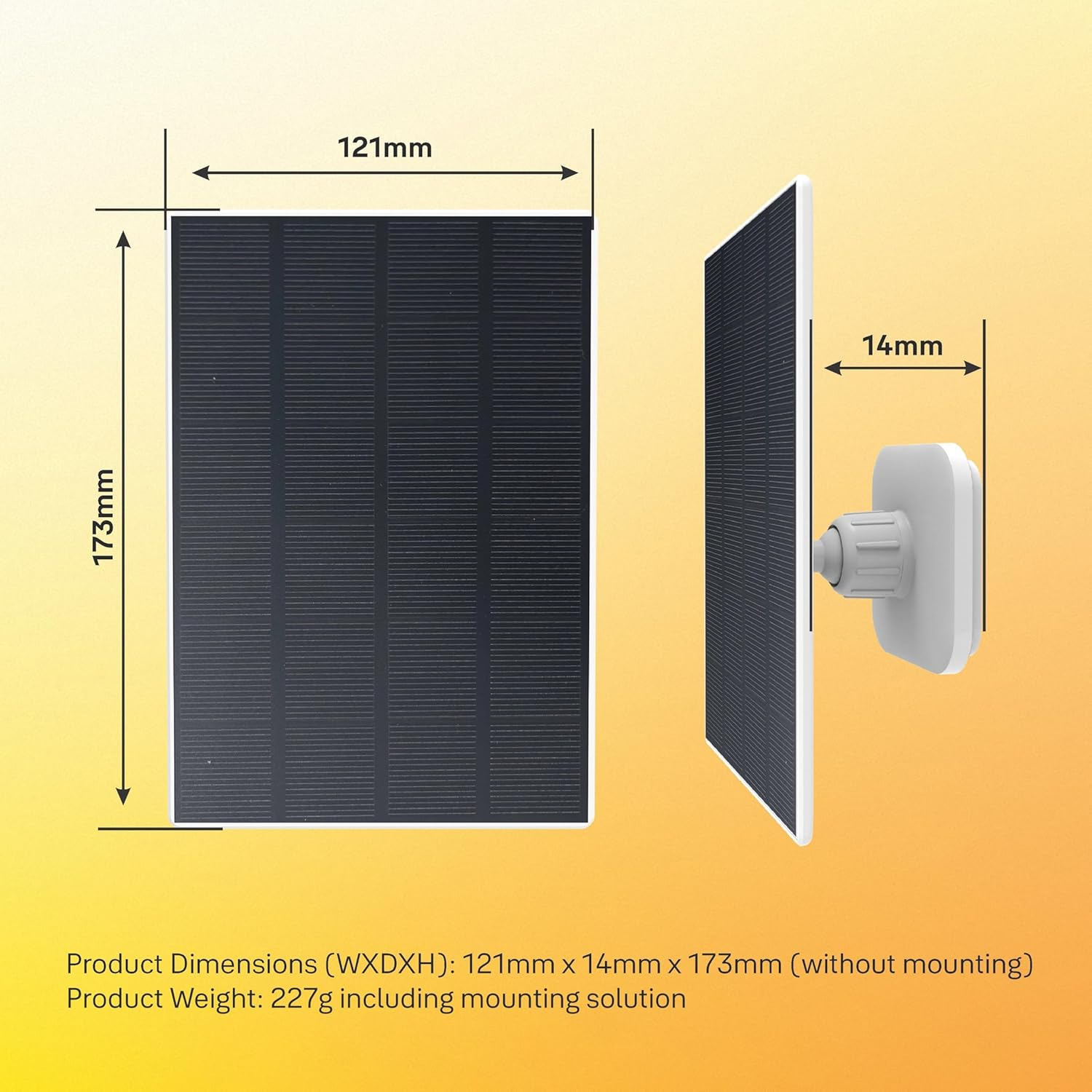 Yale - Solar Panel Charger - Outdoor Usage - up to 3W Power in Direct Sunlight - Easy Installation - 2M Cable - USB-C Connector - Accessory Compatible with Yale Smart Outdoor Camera image number 1