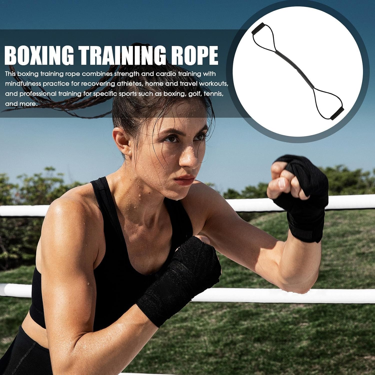 Boxing Training Equipment | Boxing Resistant Pull Rope - Strength Training Pull Rope with Comfort Handles, Agility Training Pulling Rope for Men and Women - Red image number 4