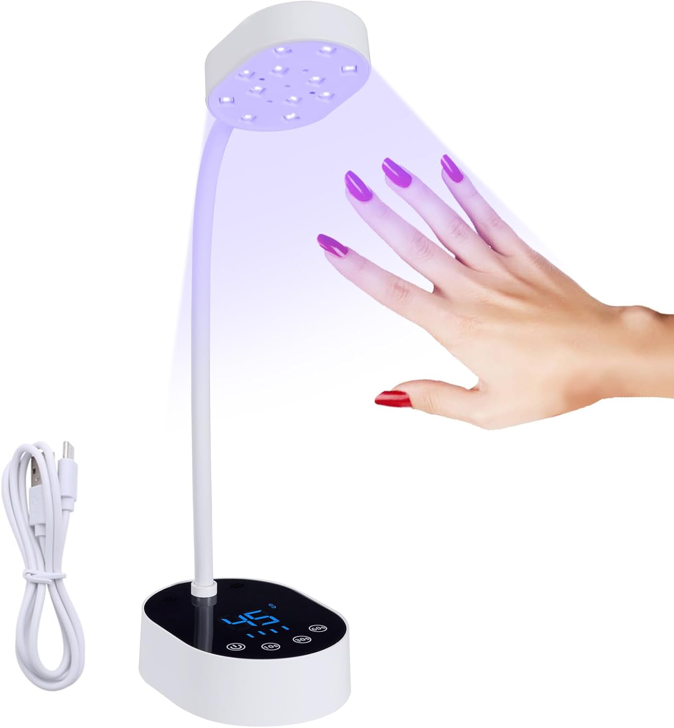 Xoxomeg 36W UV LED Nail Lamp, Rechargeable Nail Light with Auto Sensor & Touch Screen, Portable USB Gel Nail Dryer with 4 Timer Modes for DIY at Home, Salon (Pink)