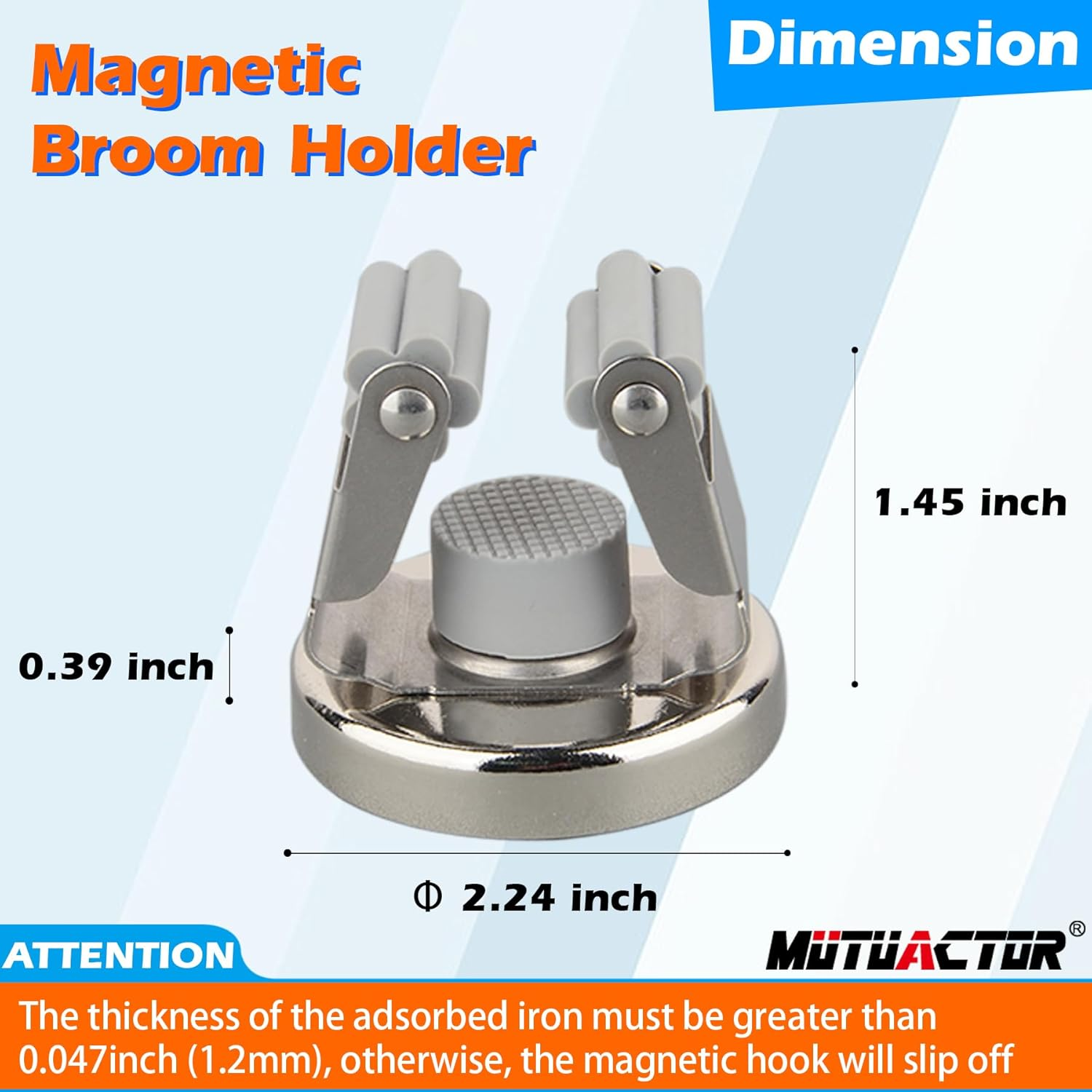 MUTUACTOR Magnetic Broom Holders,2Pcs Anti-Broken Heavy Duty Magnetic Clips Wall Mount,No Drilling 10Lbs Magnetic Hooks Broom Mop Brackets for Work Cargo Garage Laundry Work Van Accessories image number 1