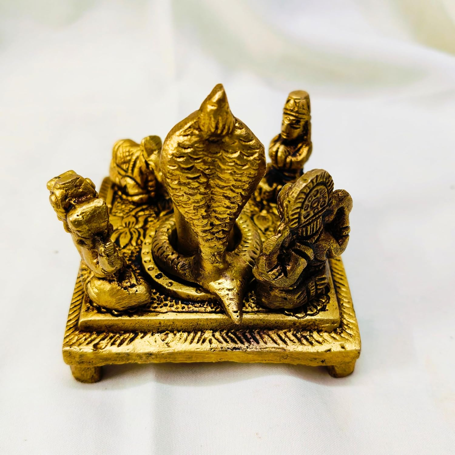 Brass Shiv Panchayat Idol 3" Inch | Shiva Lingam with Nandi, Parvati, Ganesh & Kartikeya | Shiv Parivar Statue | Bholenath Family Murti for Home Temple, Puja, Diwali Decor & Spiritual Gift image number 6