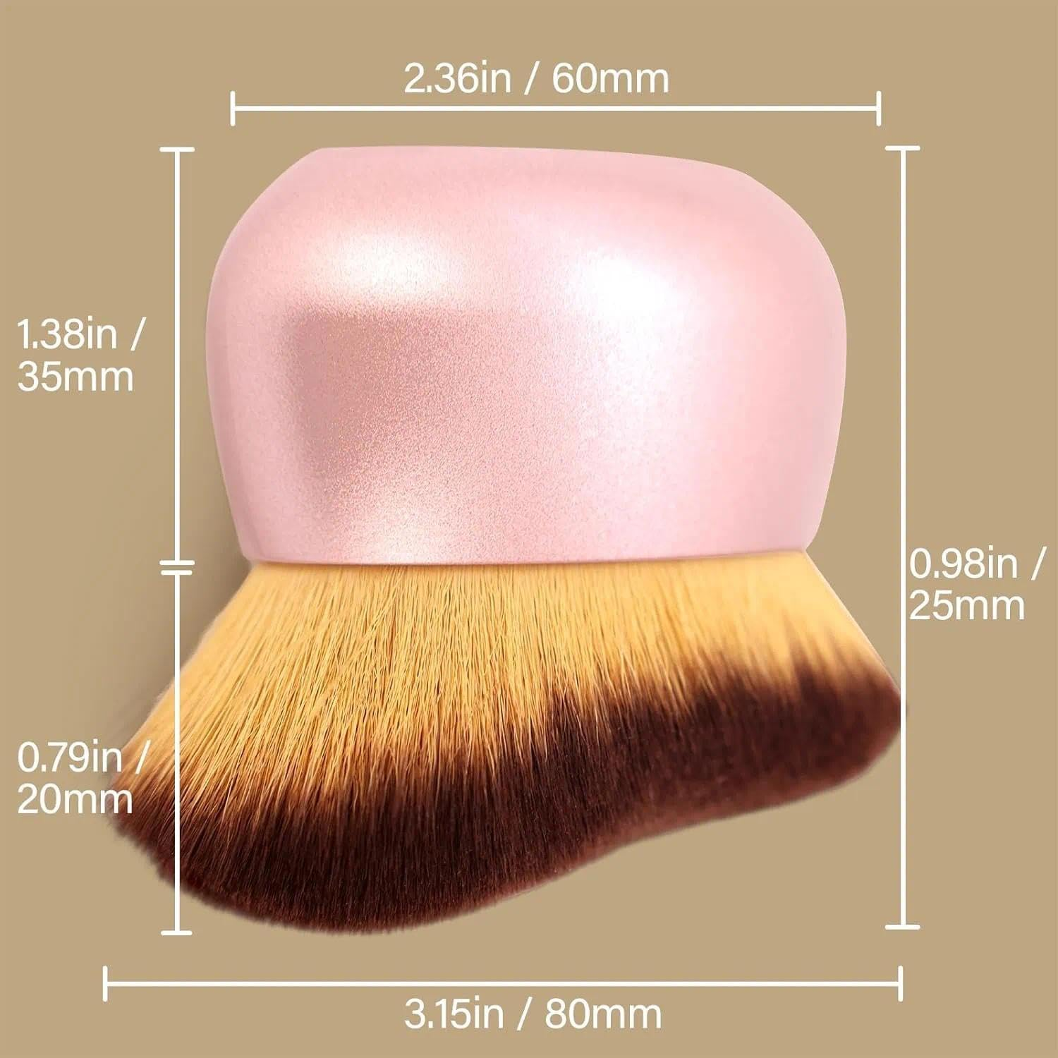 Body Makeup Brush for Self Tanner, Leg Makeup &Bronzer Blend,75 Mm Wide-Headed Kabuki Brush Provides More Even &Pretty Application, Oval Face&Back Makeup Brush, Wet&Dry Use- Pink Rose Gold image number 3