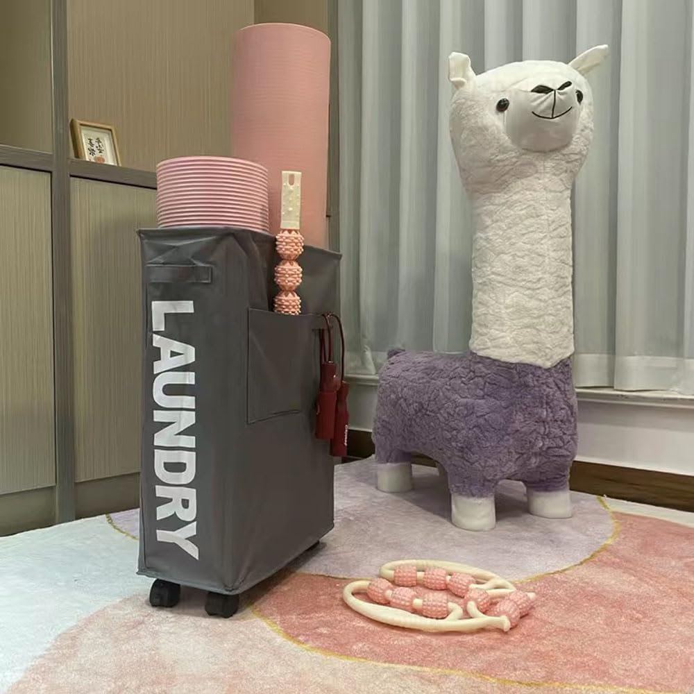 Laundry Basket with Wheels, Slim Laundry Baskets with Wheels, Rolling Laundry Baskets, Oxford Cloth Laundry Hamper, Collapsible Laundry Cloth Hamper Sorter Basket Bin (3Pcs) image number 4