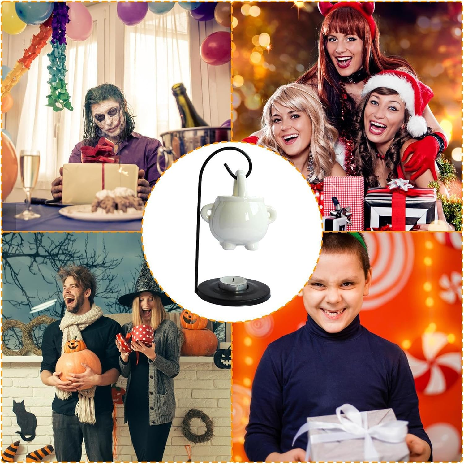 Witch'S Cauldron Aromatherapy Burner, Universal Ceramic Hanging Pot Wax Melting Furnace, Halloween Home Decor Gothic Diffuser, Yoga Meditation Decor Creative Scented Holder Home Fragrance image number 4