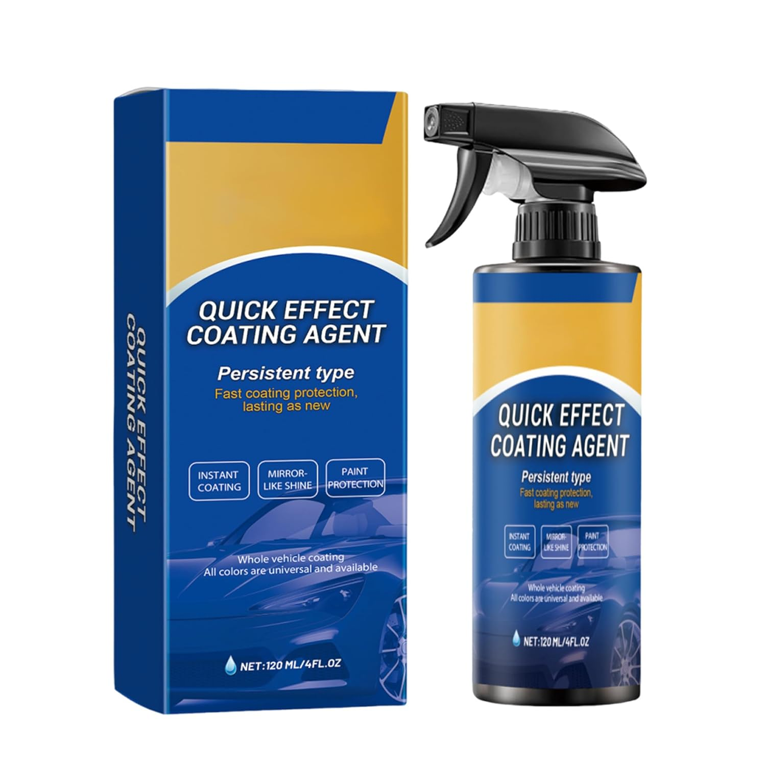 Emesak Quick Effect Car Coating Spray, High Protection Quick Car Coatings, Scratch Wax Polish Spray Waterless Wash - Oil Film Emulsion Glass Cleaner, Provides Long-Lasting Gloss
