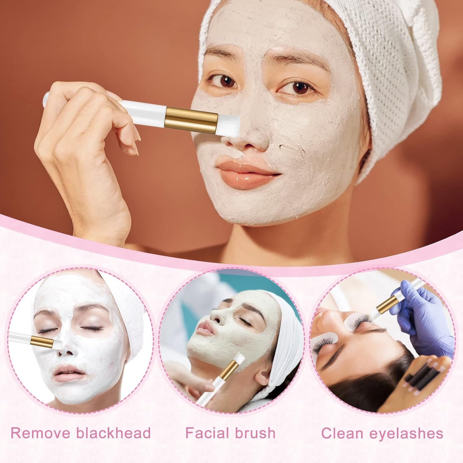 60PCS Lash Shampoo Bottles and Brushes Set, 10Pcs Foam Pump Dispenser, Lash Cleaning Brush, Eyelash Extension Tube Brush, Instructions Cards, Bags, Lash Shampoo Stickers for Business Clients (B-White) image number 3