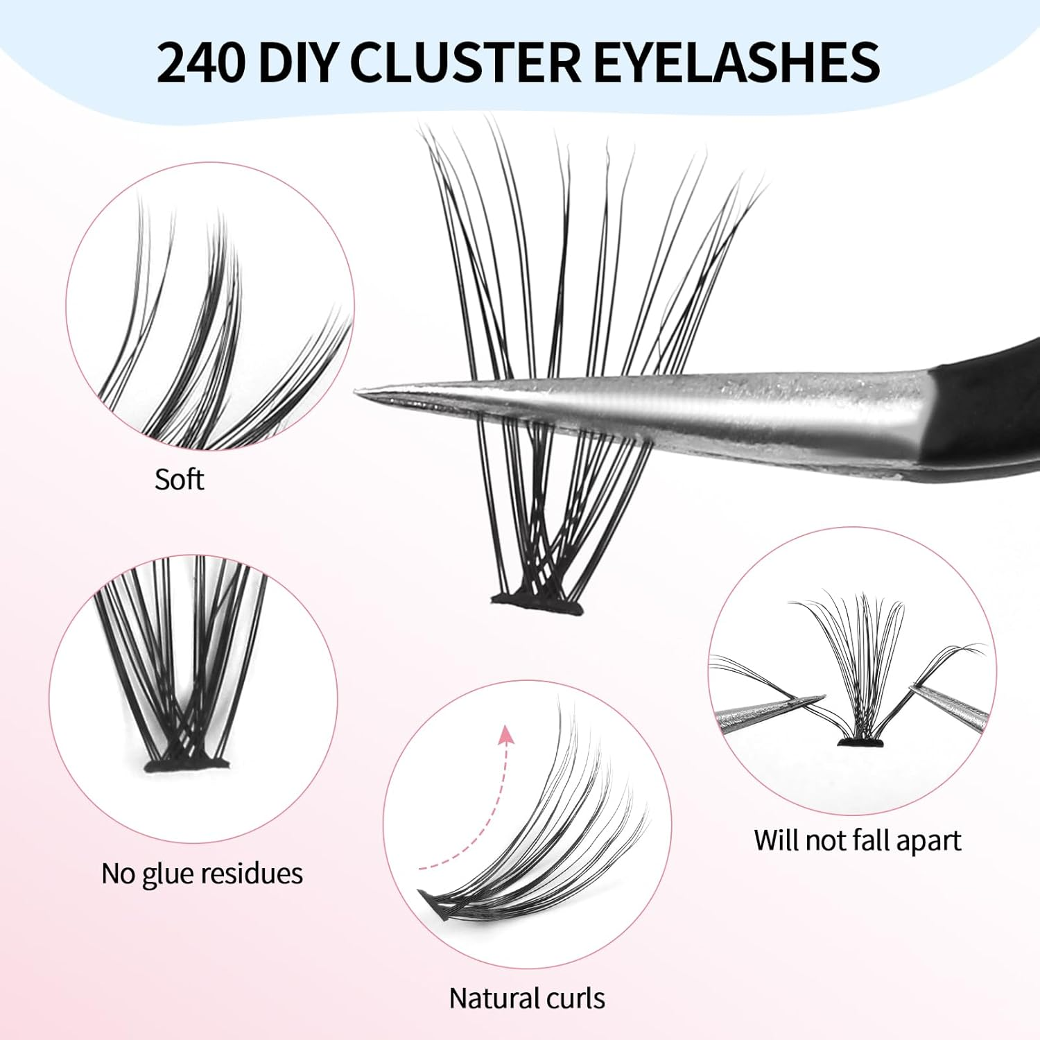 MAGEFY Fake Eyelashes 240 Clusters 11-15Mm Eyelash Expansion Cluster Mixed Tray Curling C Single Eyelash Cluster DIY at Home