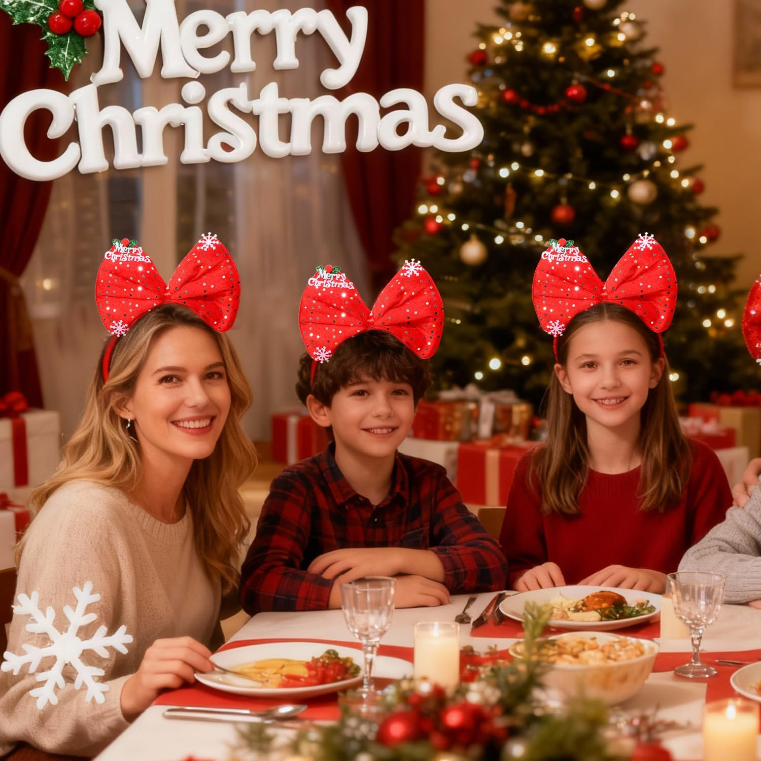 Christmas Headband Christmas Headbands for Adults Hairband Headwear Bow Party Hats Hair Bands for Women Men Head Band for Party Holiday Costume Gift image number 5