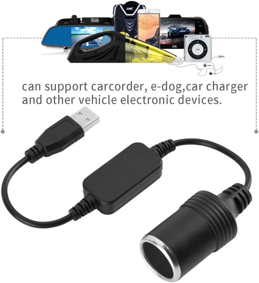 USB to Car Cigarette Lighter Adapter, USB Port to 12V Car Cigarette Lighter Socket Female Converter Adapter Cord, Vehicle Electronics image number 4